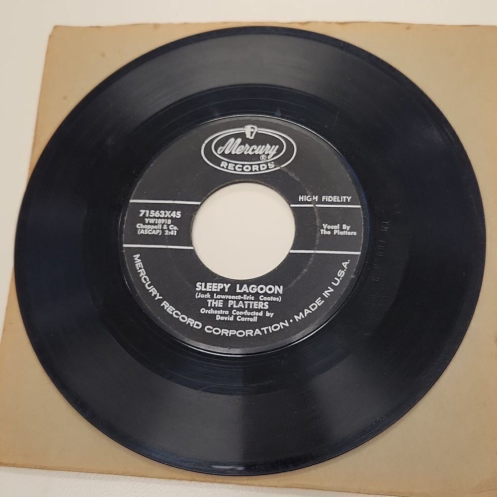 The Platters Harbor Lights Sleepy Lagoon 45 RPM Vinyl Record